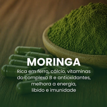 4 em 1 - Ashwagandha + Maca Negra + Moringa + Tribulus