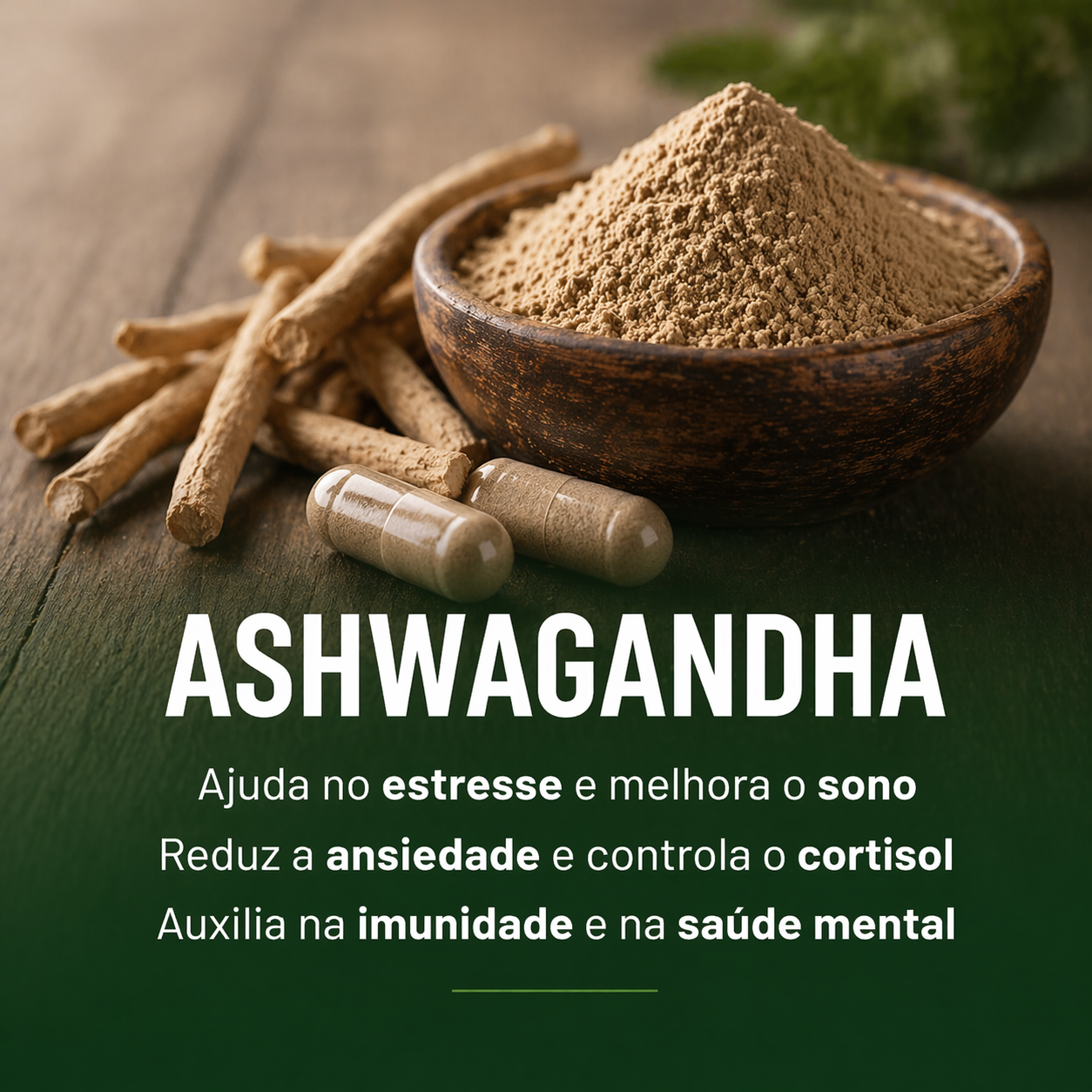 4 em 1 - Ashwagandha + Maca Negra + Moringa + Tribulus