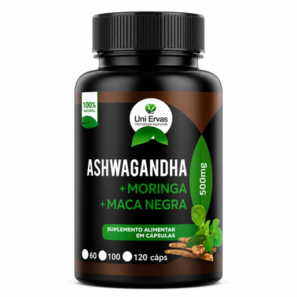 3 em 1 Moringa +Ashwagandha +  Maca Negra